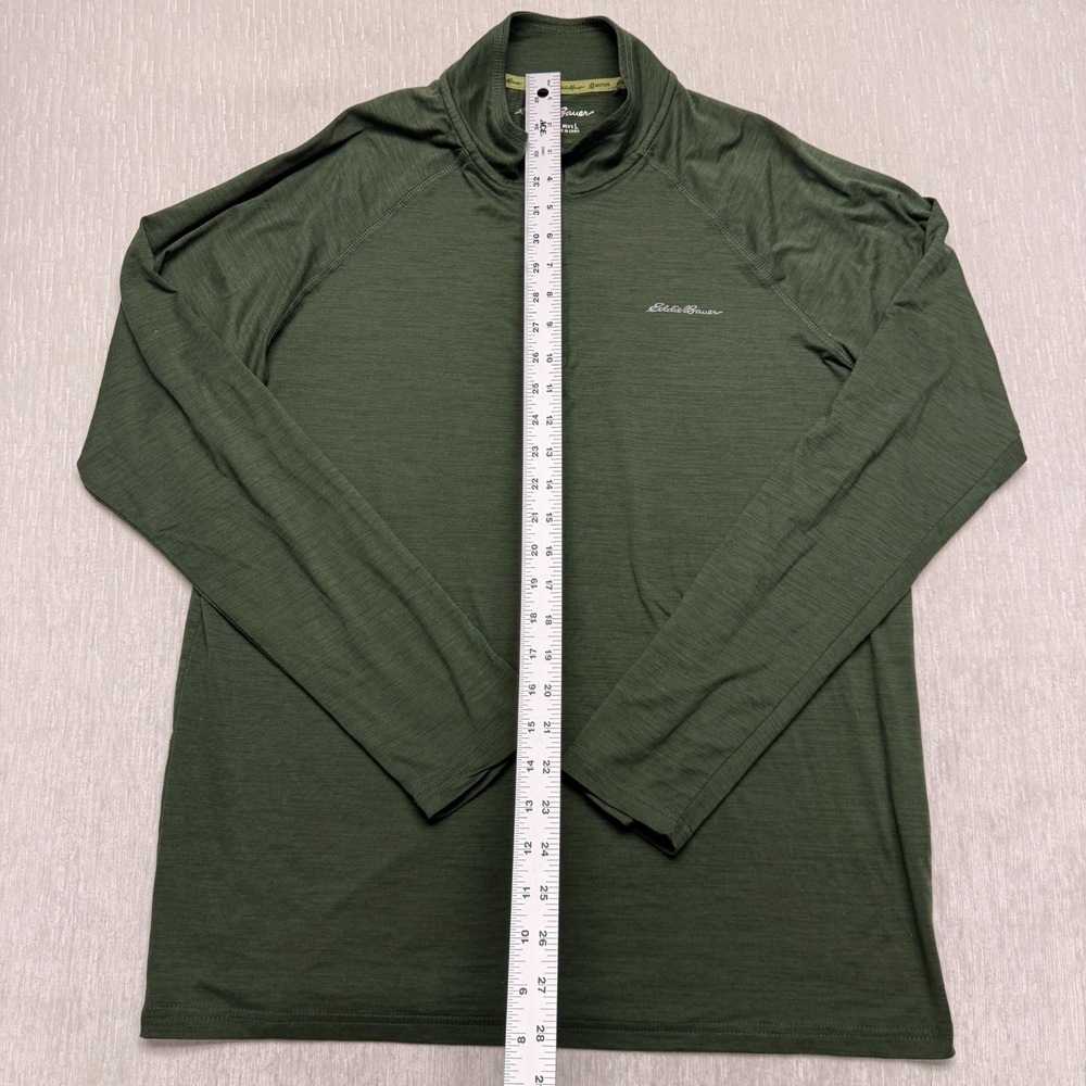 Eddie Bauer Quarter Zip Jersey Motion Free Dry Shirt Mens Large Green Stretch - Picture 5 of 13